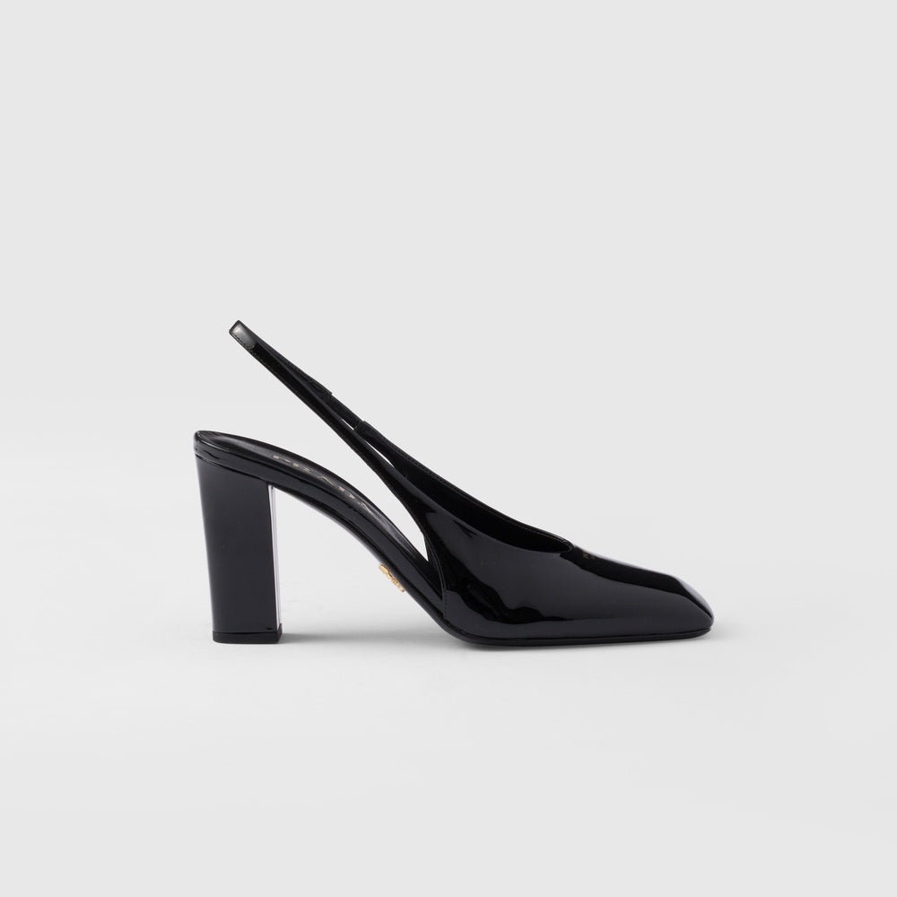 Patent leather slingback pumps