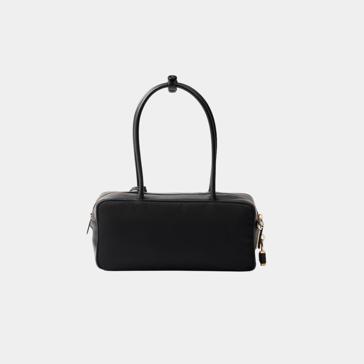 Re-Nylon And Leather Small Top Handle Bag With Padlock
