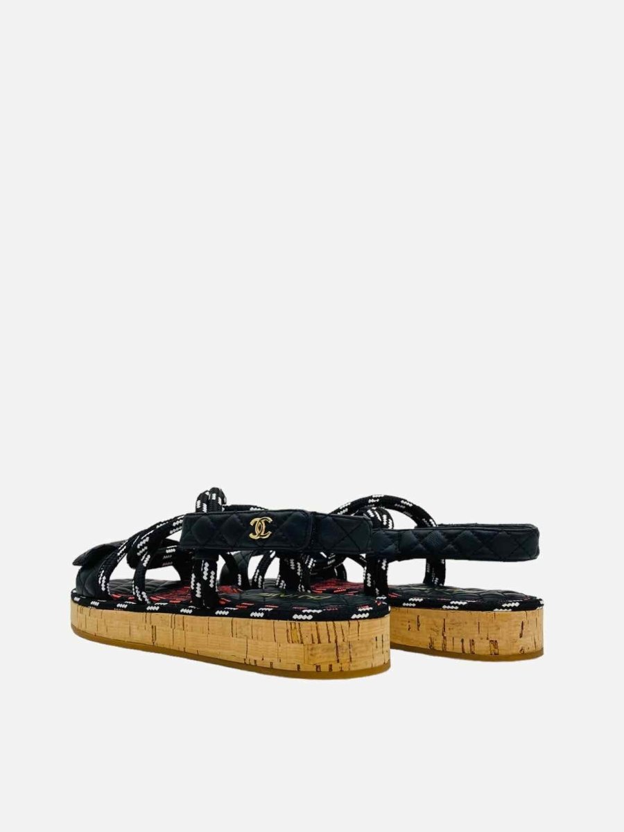 CHANEL Dad Cord Black Multicolor Size EU 40C Sandals