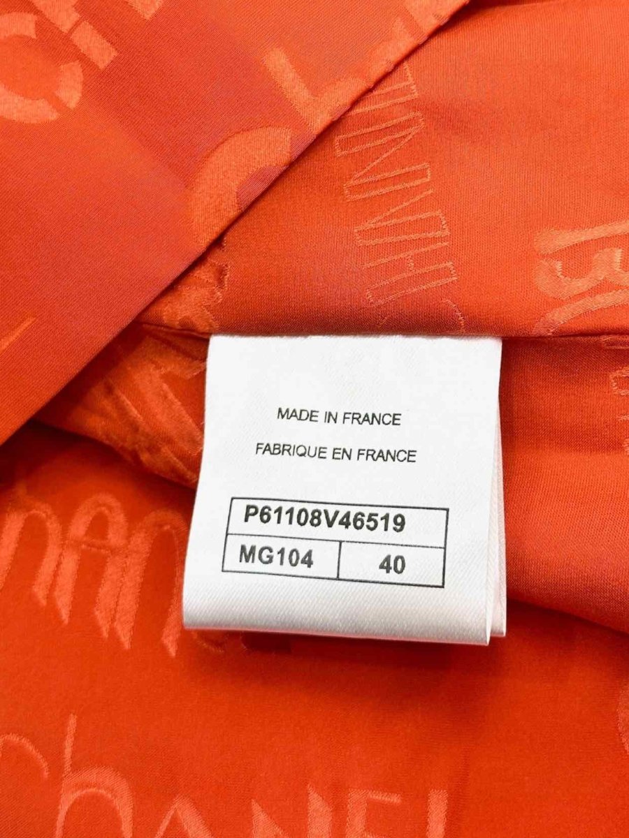 CHANEL Ruffled Rusty Orange Logo Size US 8 Short Dress