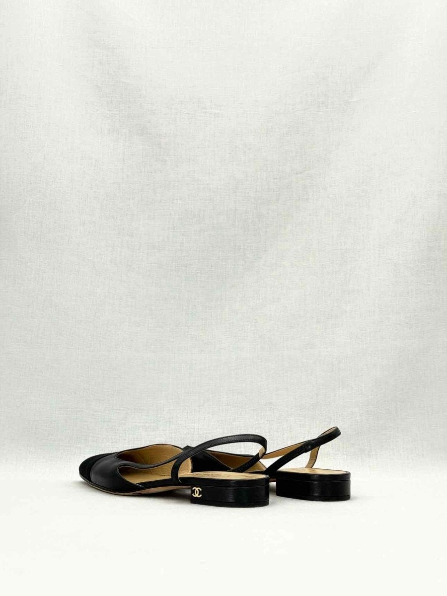 CHANEL Slingback Black Size EU 35.5 Ballet Flats