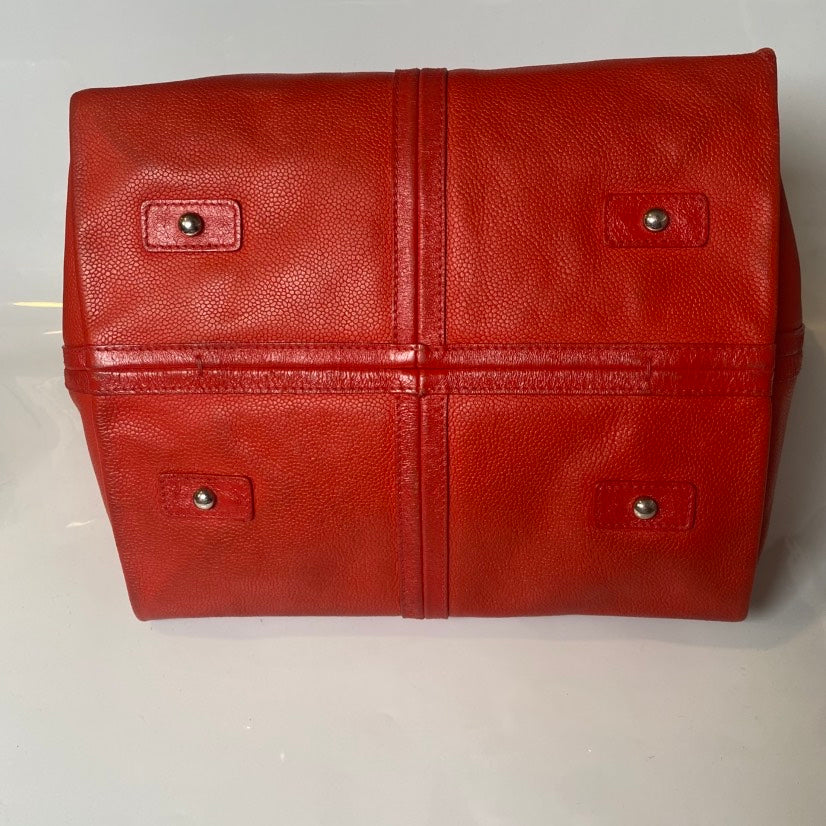 Chanel GST Red Caviar Leather Tote Bag with Pouch