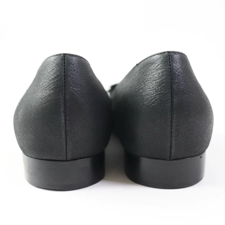 CHANEL Black Ballet Flats with Bow and Star Detail Shoes Size
