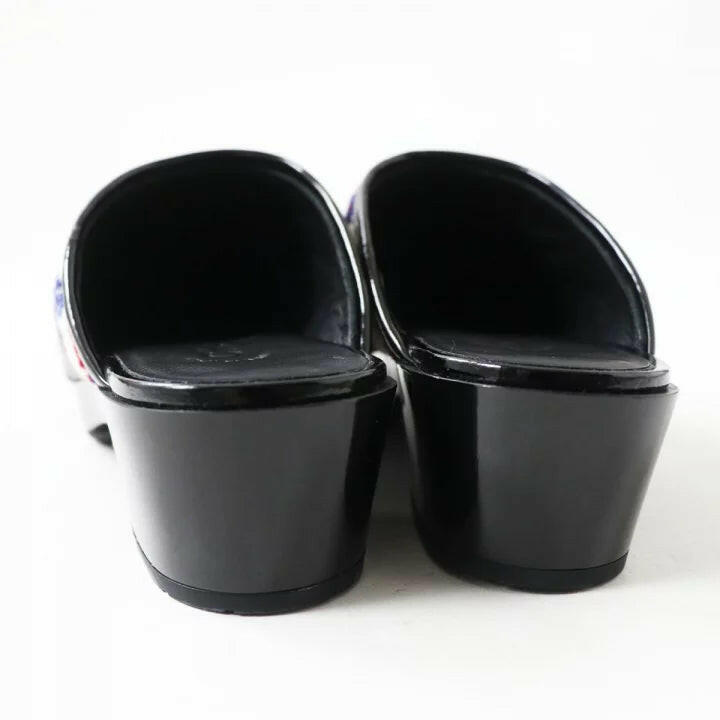 Chanel Plaid Mules - Black, Red, and White - Size