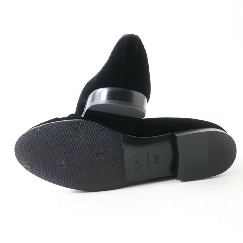 Chanel Black Velvet Flat Shoes Size With Box and Dust Bags - Classic Elegant Footwear for Women