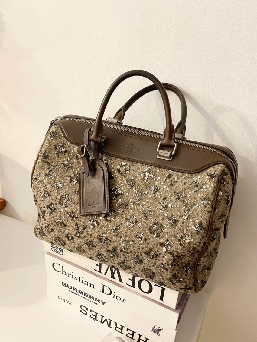 Louis Vuitton Limited Speedy Brown Multi-color Sequin Handle Bag