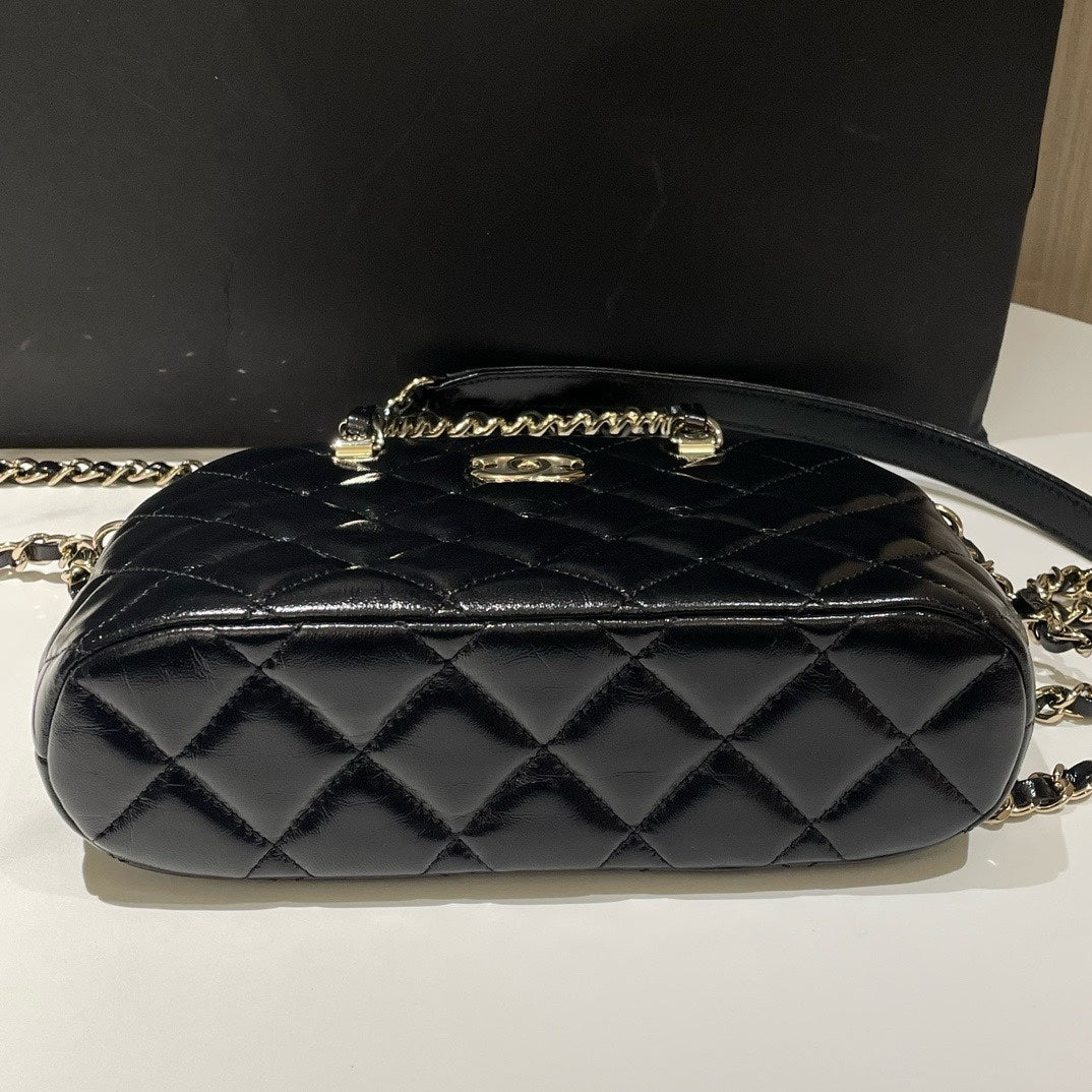 Chanel b Alma Handbag Small Black Leather