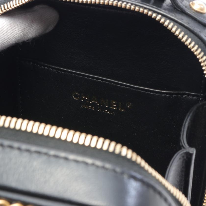 Chanel CC Figley Lambskin WAY Chain Shoulder Bag Black Gold Hardware