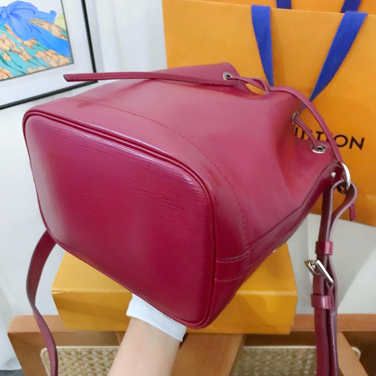 Louis Vuitton Neo Epi Red Leather Bucket Bag Large
