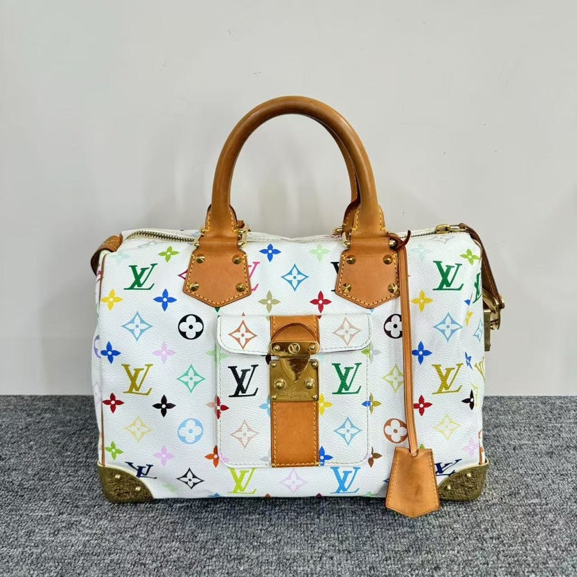 Louis Vuitton Multicolor Speedy Bag White Handbag