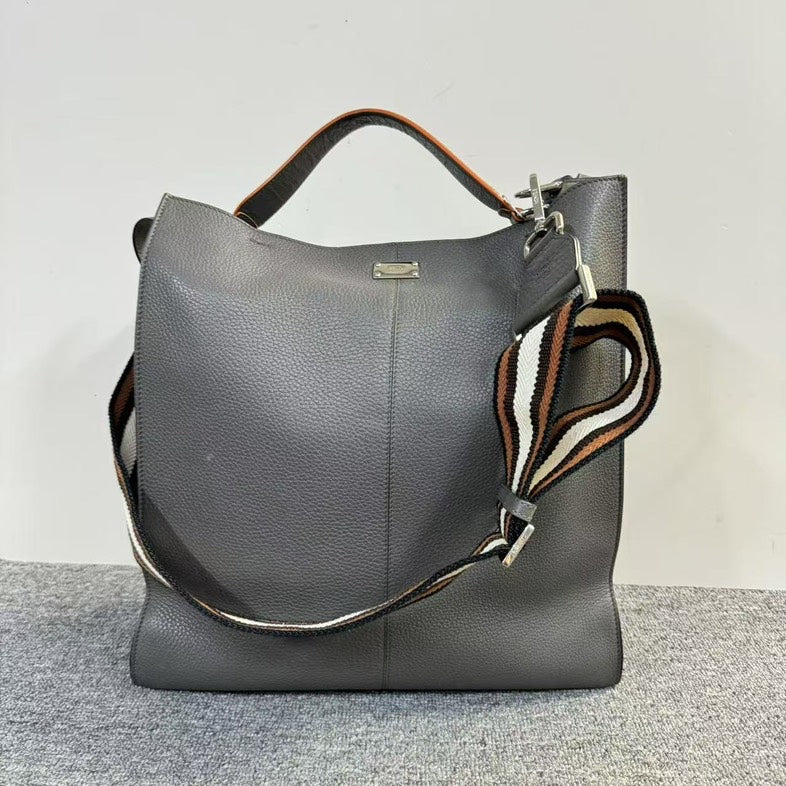 Fendi Bucket Bag Gray Leather Medium