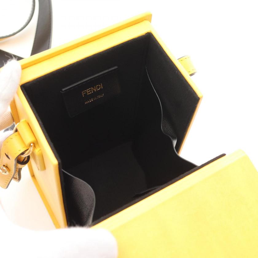 FENDI Box Shoulder Bag Leather Yellow - Excellent Condition