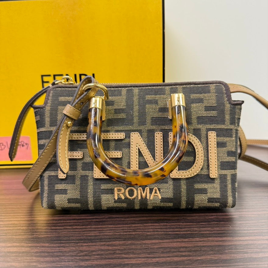 Fendi Zucca Mini 2way Bag LB109487 Beige Canvas Shoulder Bag