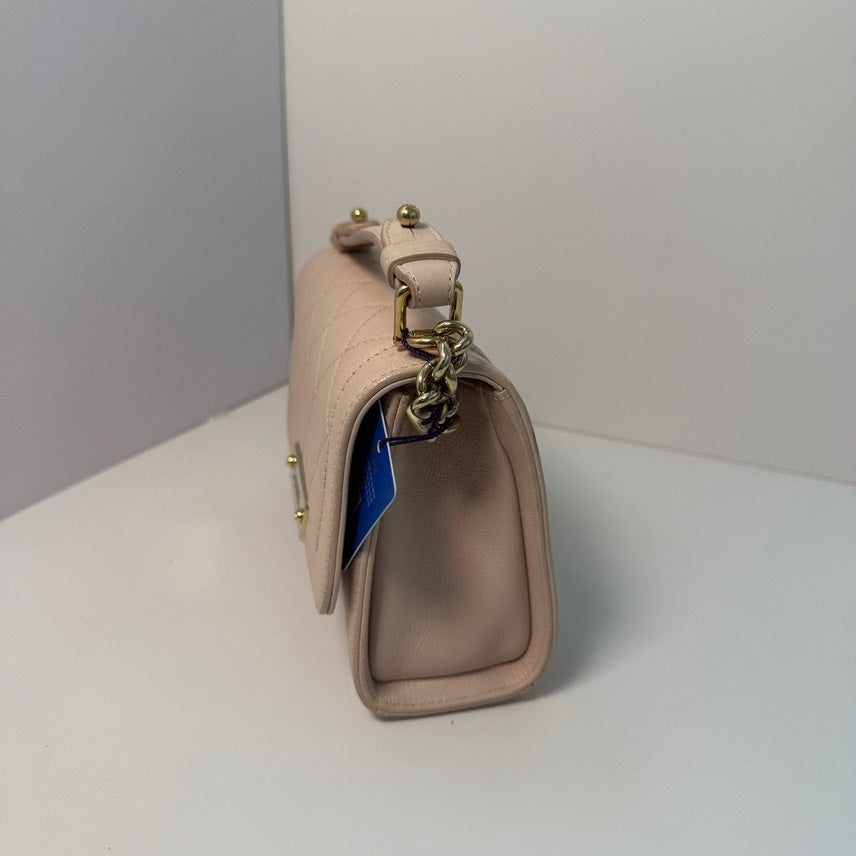 Chanel Flap Bag with Handle in Beige Leather ‑ Top Handle Bag