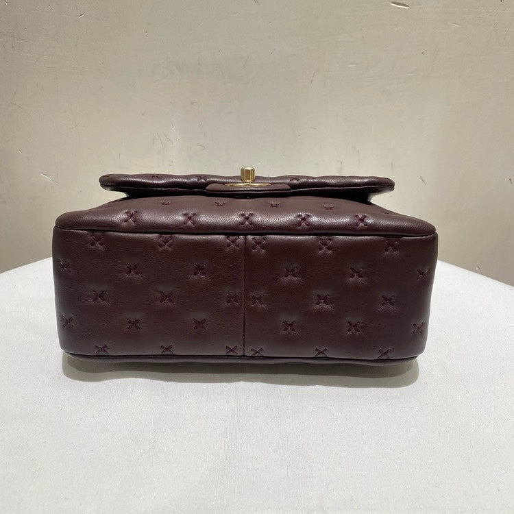 Chanel Coco Handle Wine Leather Top Handle Bag with ity Card