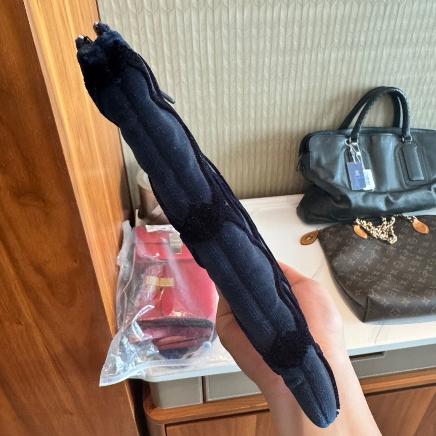 Chanel Navy Clutch Bag Quilted Suede