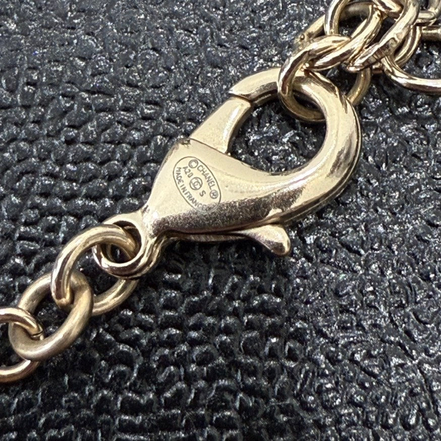 Chanel Coco Pearl Rhinestone Necklace Gold