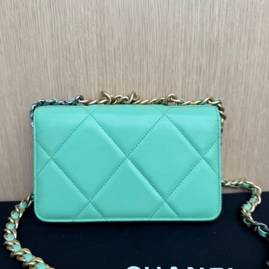 Chanel Mint Quilted Leather Crossbody Bag