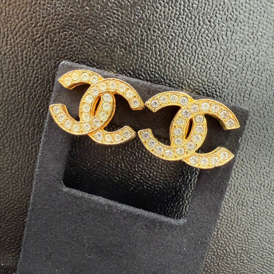 Vintage Chanel Coco Rhinestone Clip-on Earrings GT