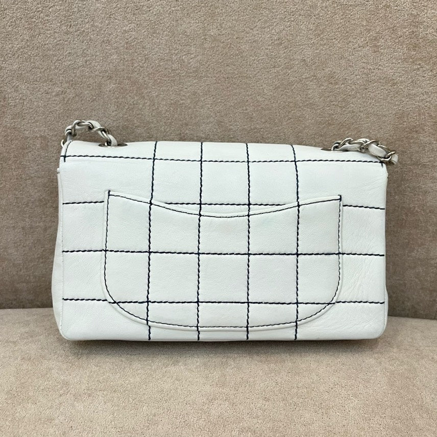 Chanel White Grid Leather Crossbody Bag