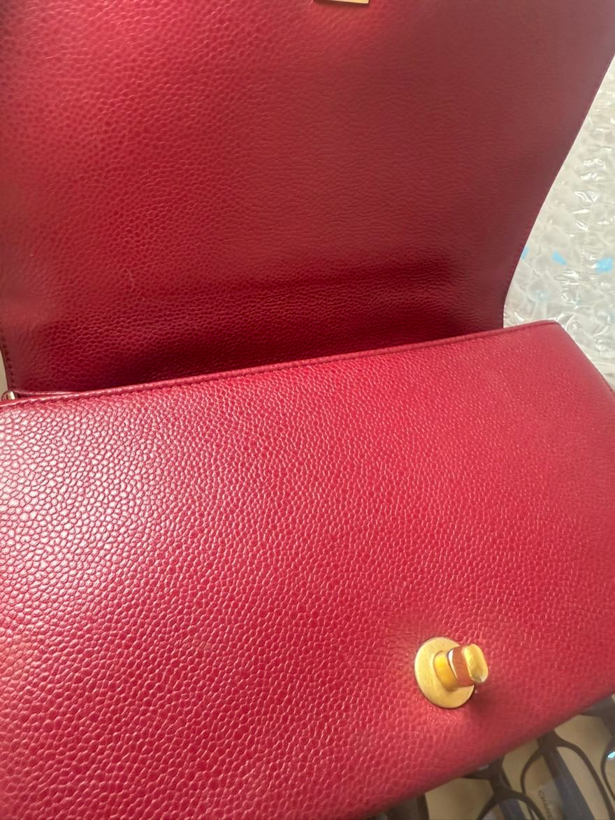 preloved Chanel handle crossbody caviar red medium