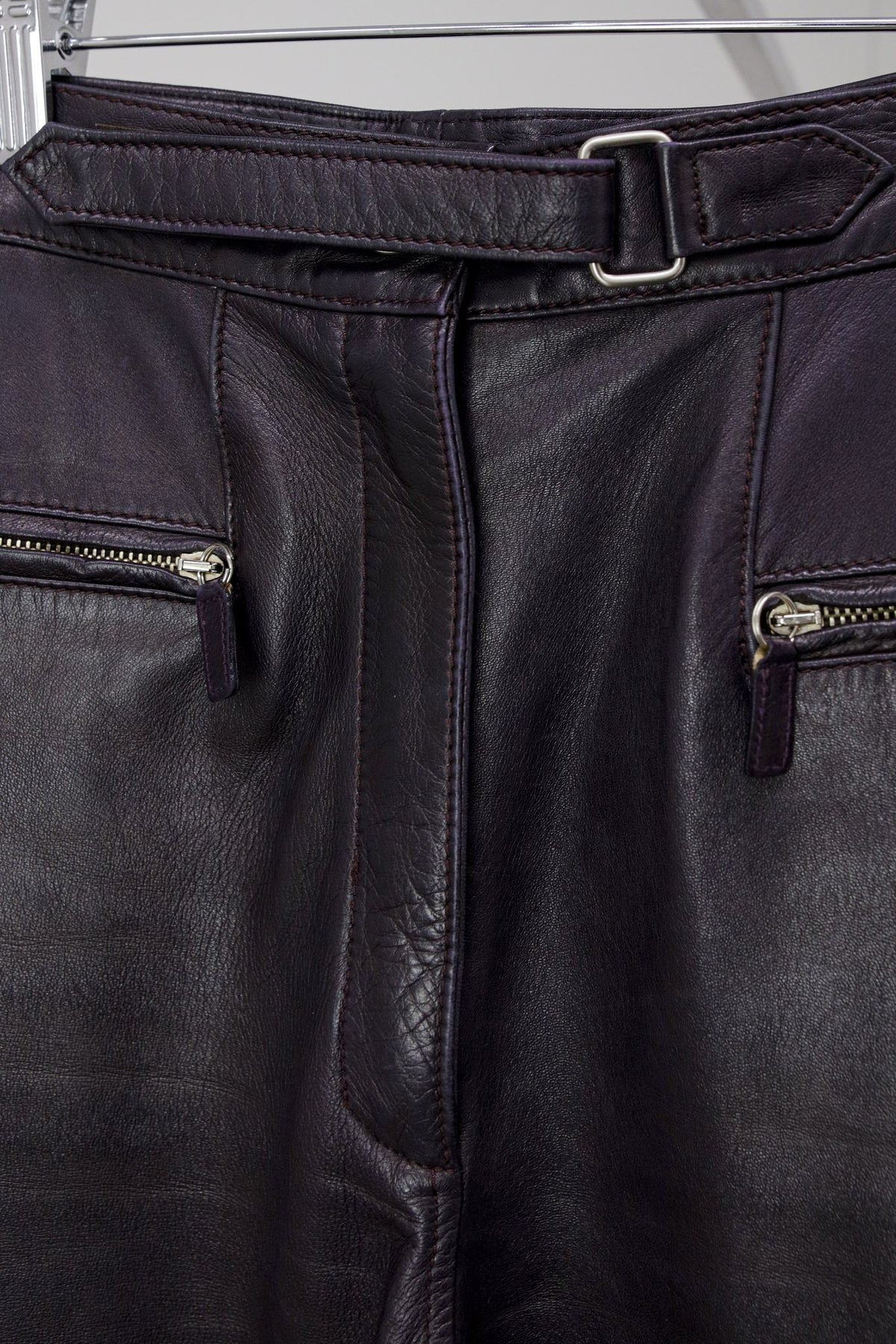 Gucci 90s Tom Ford Era Aubergine Leather Pants
