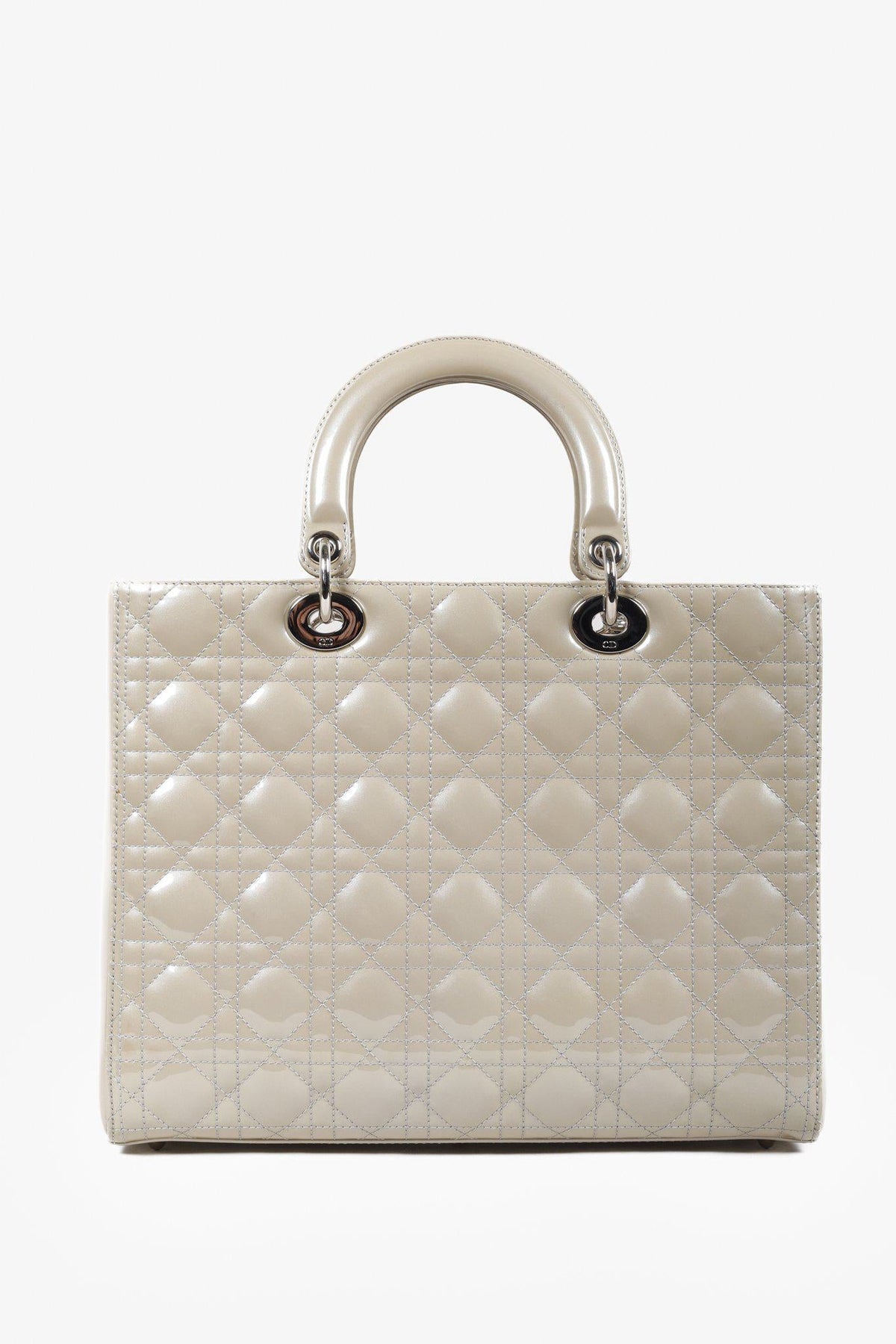 Christian Dior Large Beige Patent Leather Lady Dior