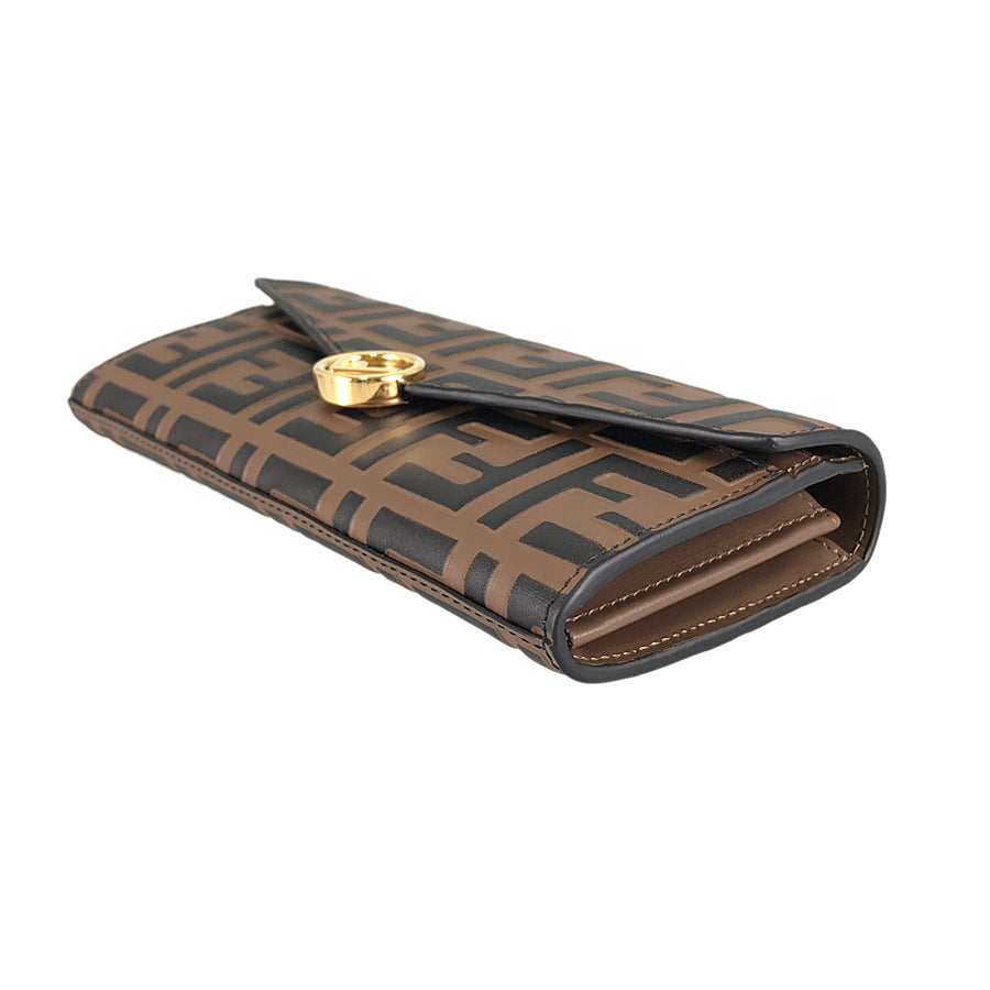FENDI F is Continental Wallet purse FF motif gold Hardware purse lid