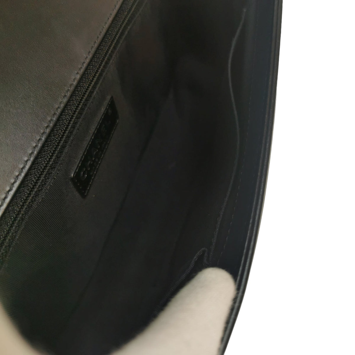 Chanel Boy Large Black Patent Leather Silver