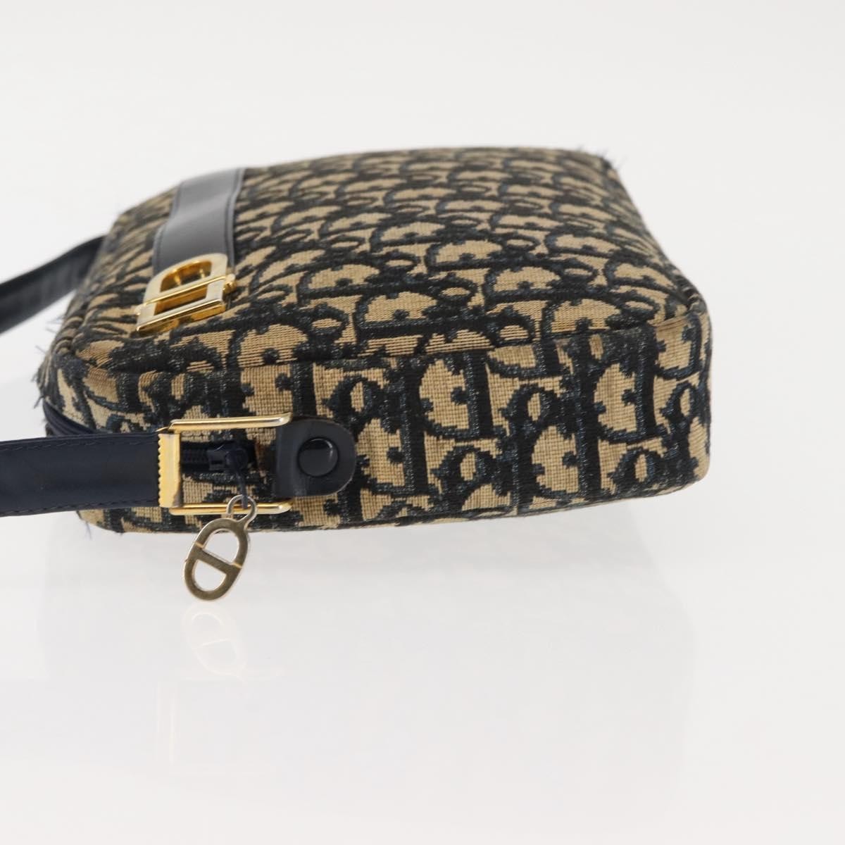 Christian Dior Vintage Trotter Crossbody Bag Diorissimo Coated Canvas Navy Canvas Shoulder Bag Bag ()