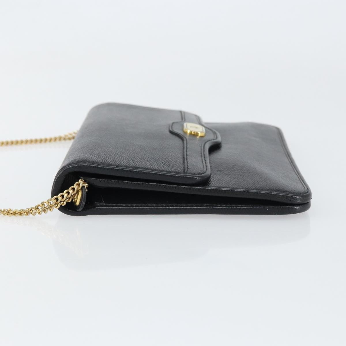 Christian Dior Vintage Cd Chain Flap Shoulder Bag Leather Black Leather Shoulder Bag Bag ()