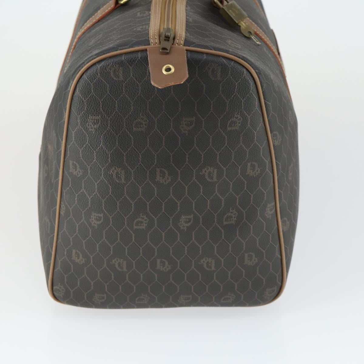 Christian Dior Vintage Honeycomb Boston Bag Canvas And Leather Black Canvas Travel Bag Bag ()