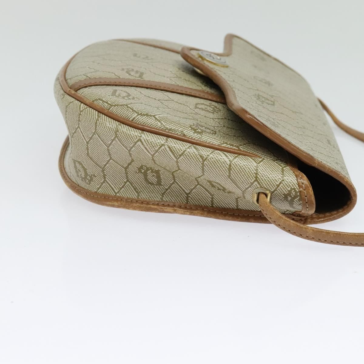 Christian Dior Vintage Honeycomb Flap Crossbody Bag Canvas And Leather Beige Canvas Bag ()
