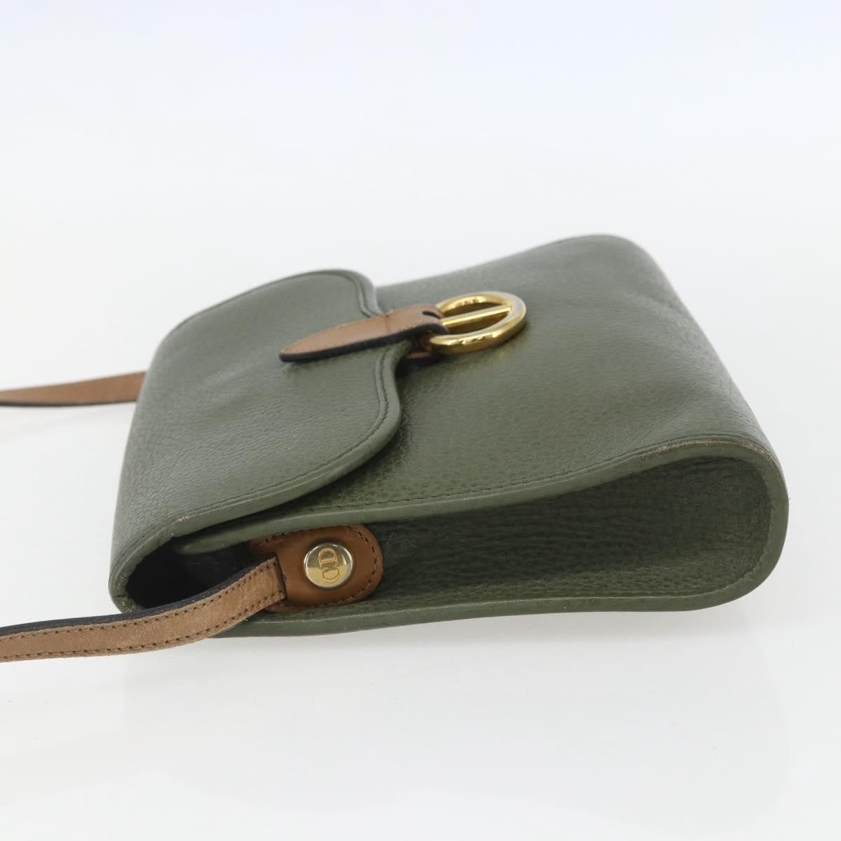 Christian Dior Vintage Cd Flap Shoulder Bag Leather Khaki Leather Shoulder Bag Bag ()