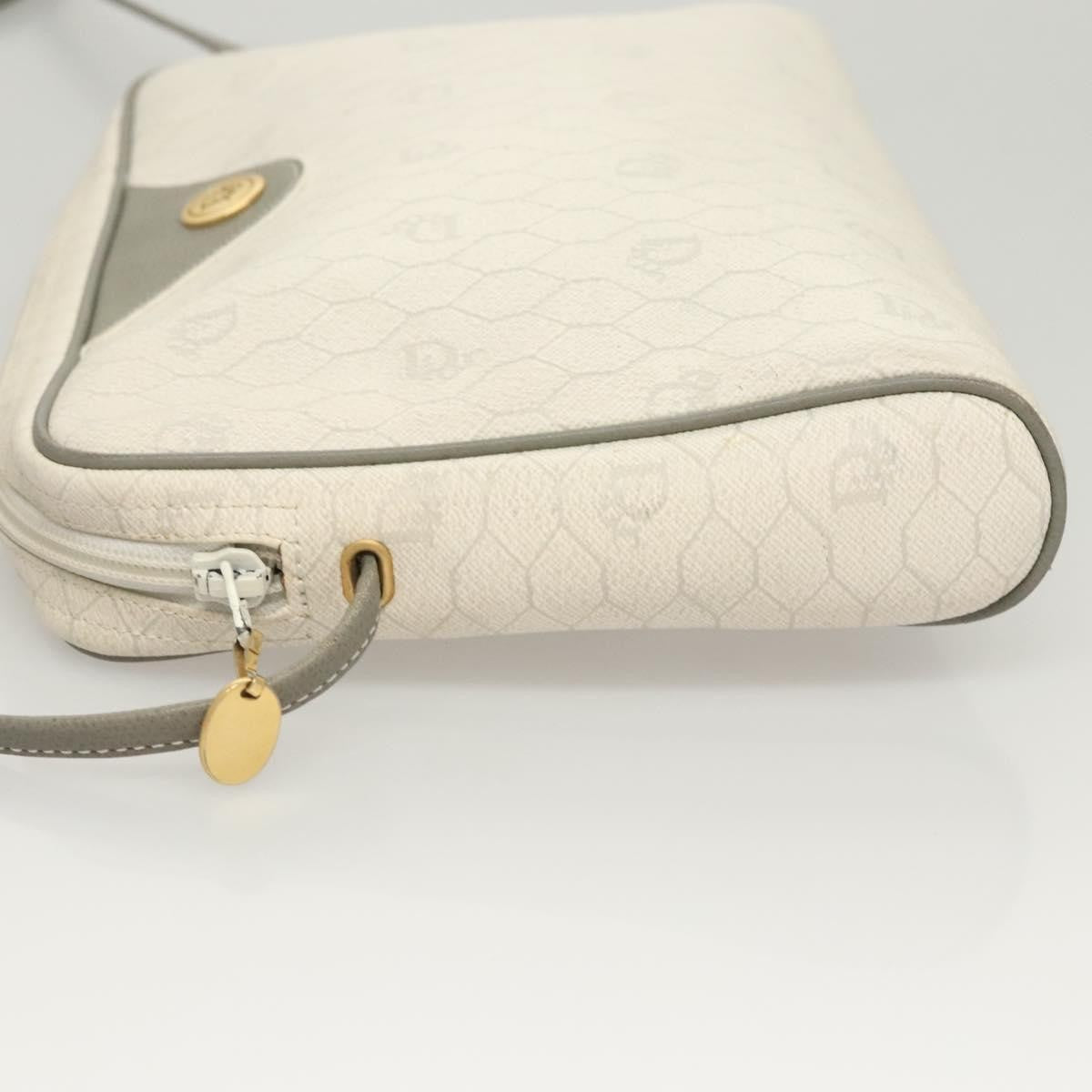 Christian Dior Vintage Honeycomb Shoulder Bag Canvas White Canvas Bag ()