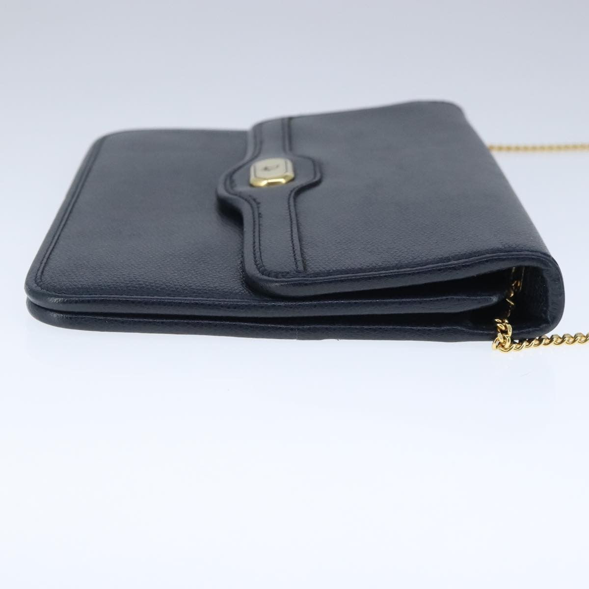 Christian Dior Vintage Cd Chain Flap Shoulder Bag Leather Navy Leather Shoulder Bag Bag ()