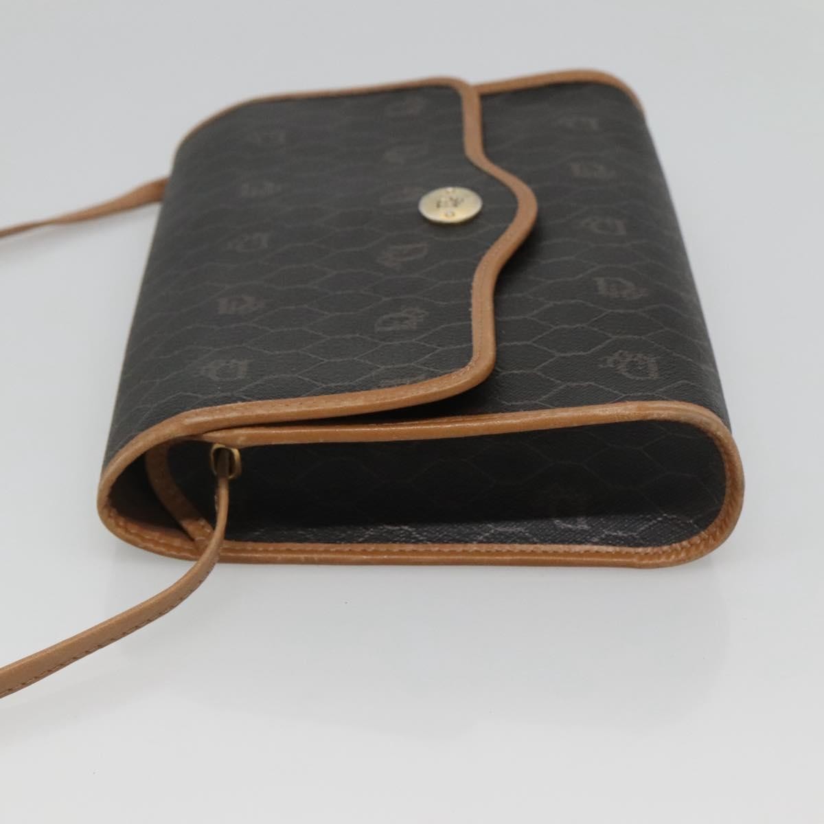 Christian Dior Vintage Honeycomb Flap Crossbody Bag Coated Canvas Black Canvas Shoulder Bag Bag ()