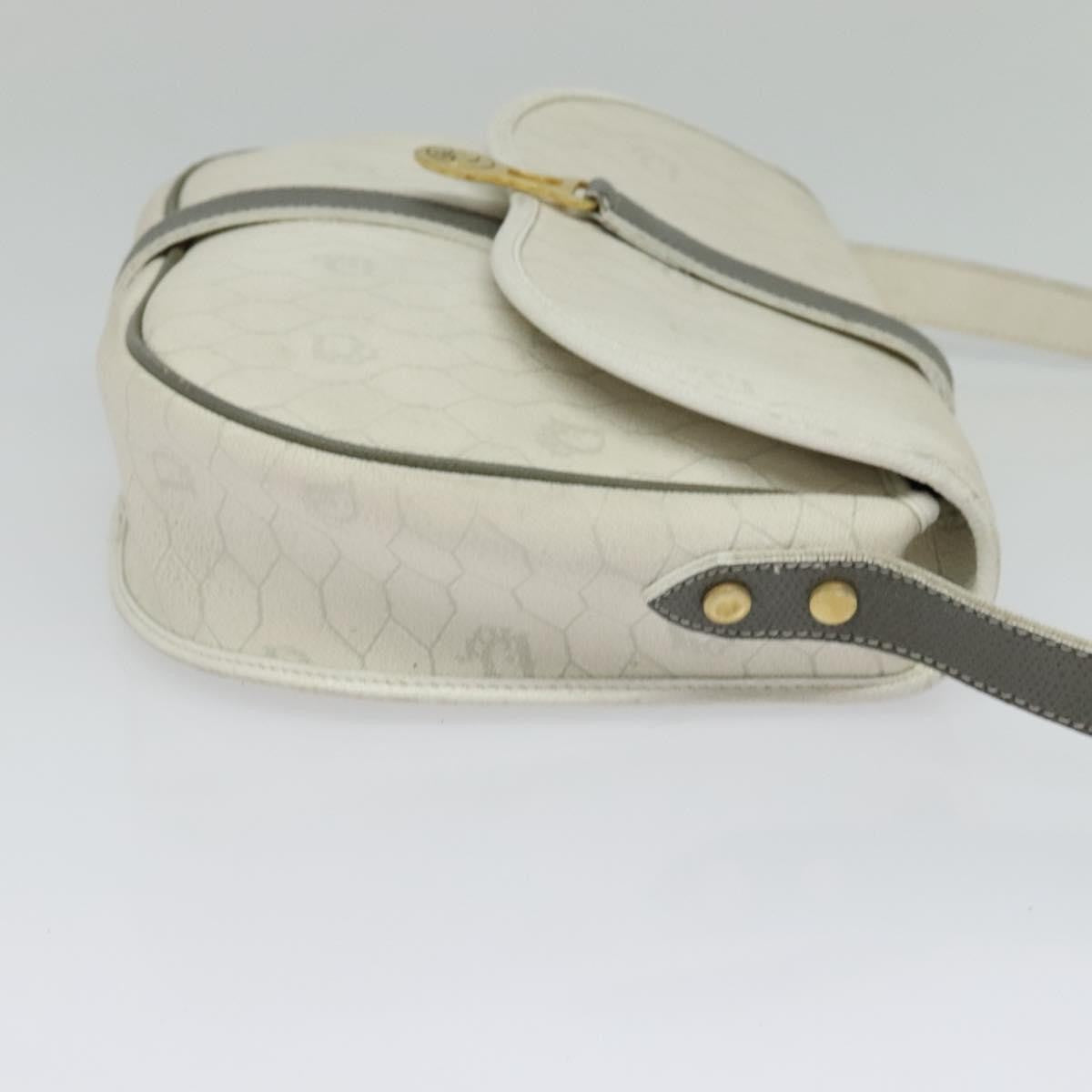 Christian Dior Vintage Honeycomb Flap Crossbody Bag Canvas And Leather White Canvas Shoulder Bag Bag ()