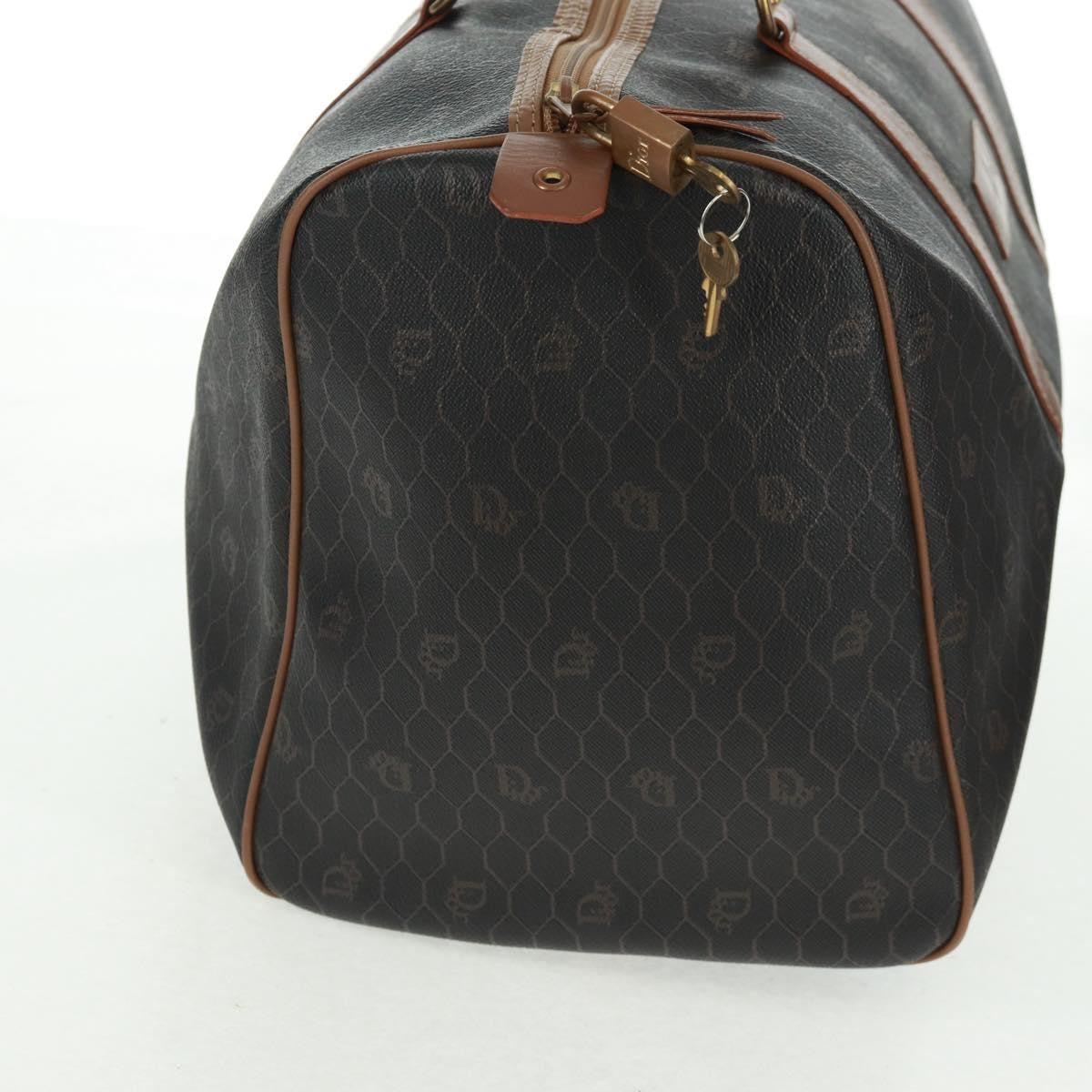 Christian Dior Vintage Honeycomb Boston Bag Canvas And Leather Black Pvc Travel Bag Bag ()