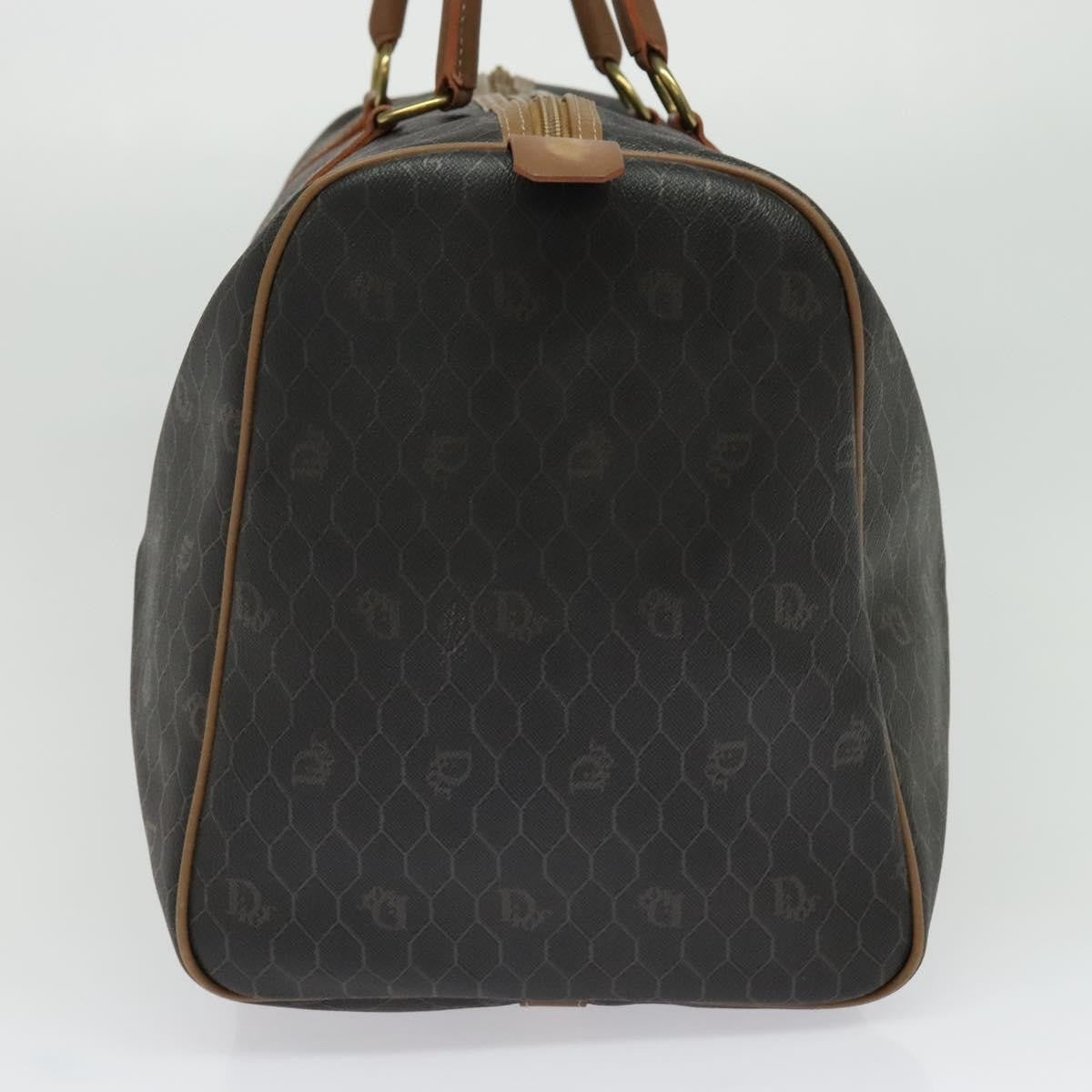 Christian Dior Vintage Honeycomb Handbag Canvas Leather Black Canvas Bag ()