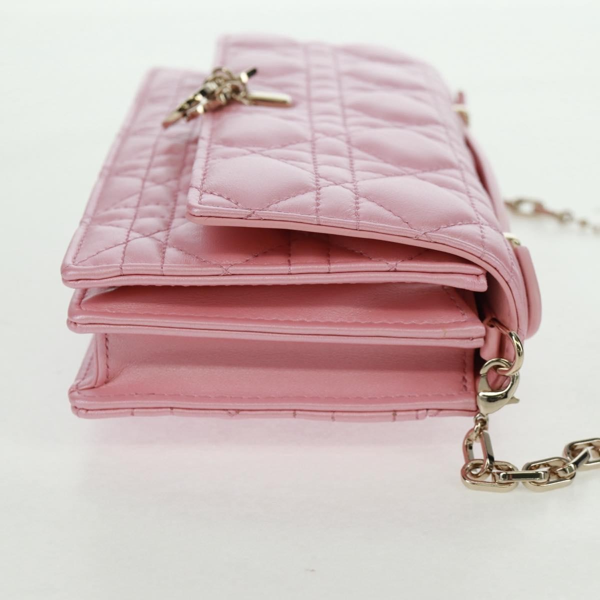 Christian Dior My Dior Top Handle Flap Bag Cannage Quilt Lambskin Pink Leather Shoulder Bag Bag ()