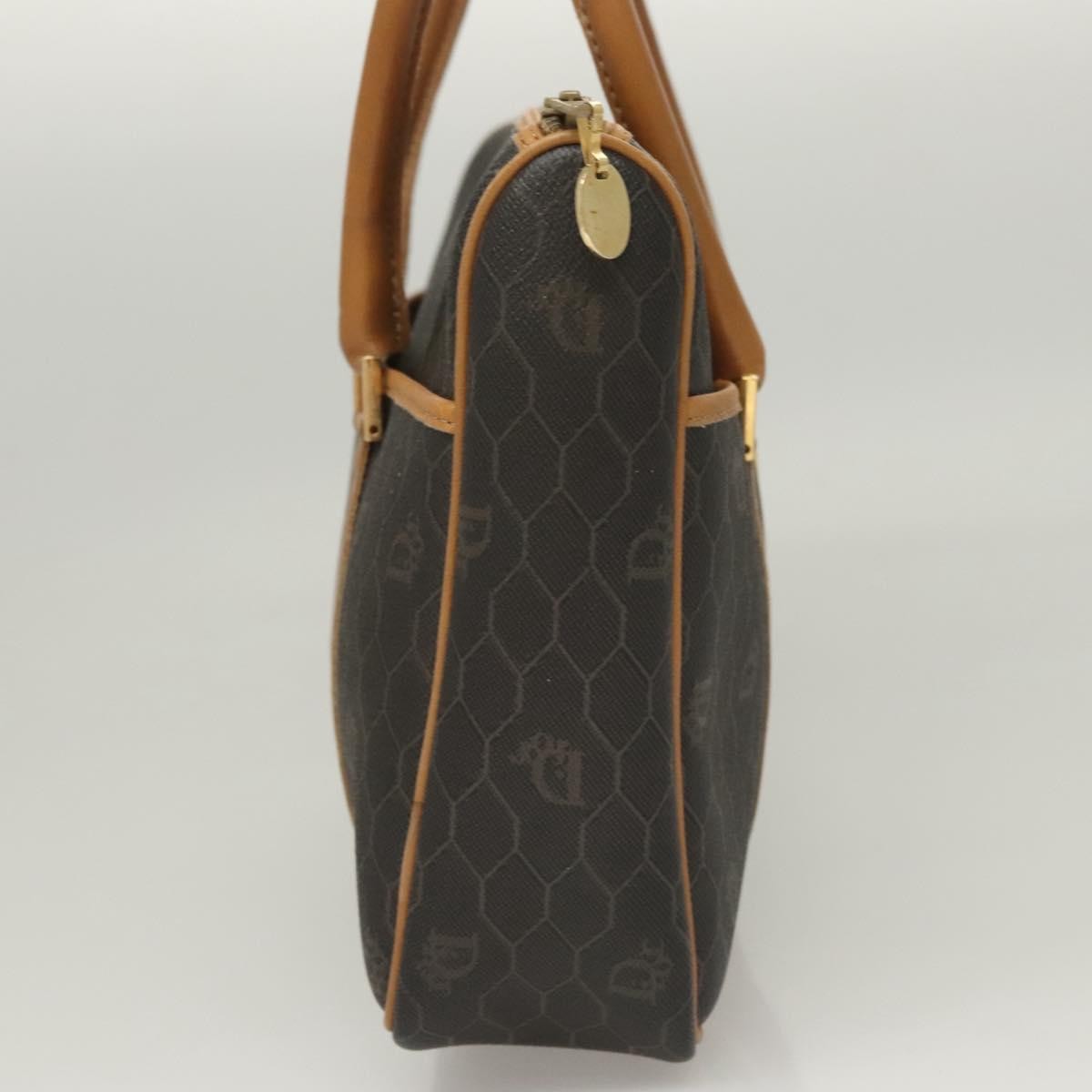 Christian Dior Vintage Honeycomb Handbag Canvas Leather Black Canvas Bag ()