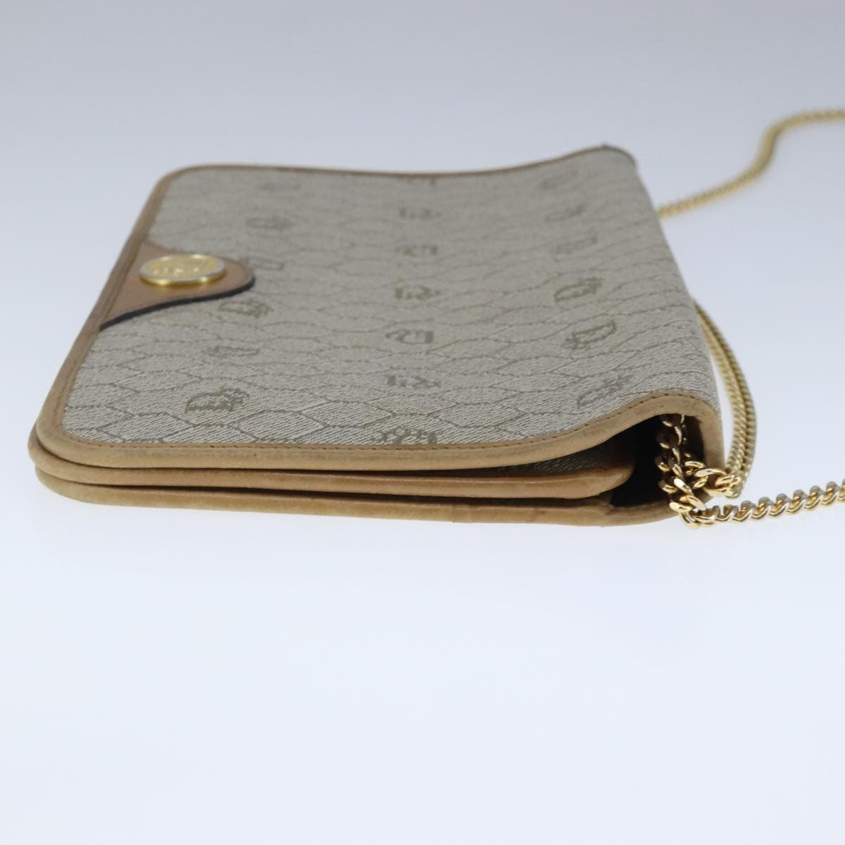 Christian Dior Vintage Honeycomb Chain Canvas Beige Canvas Bag ()