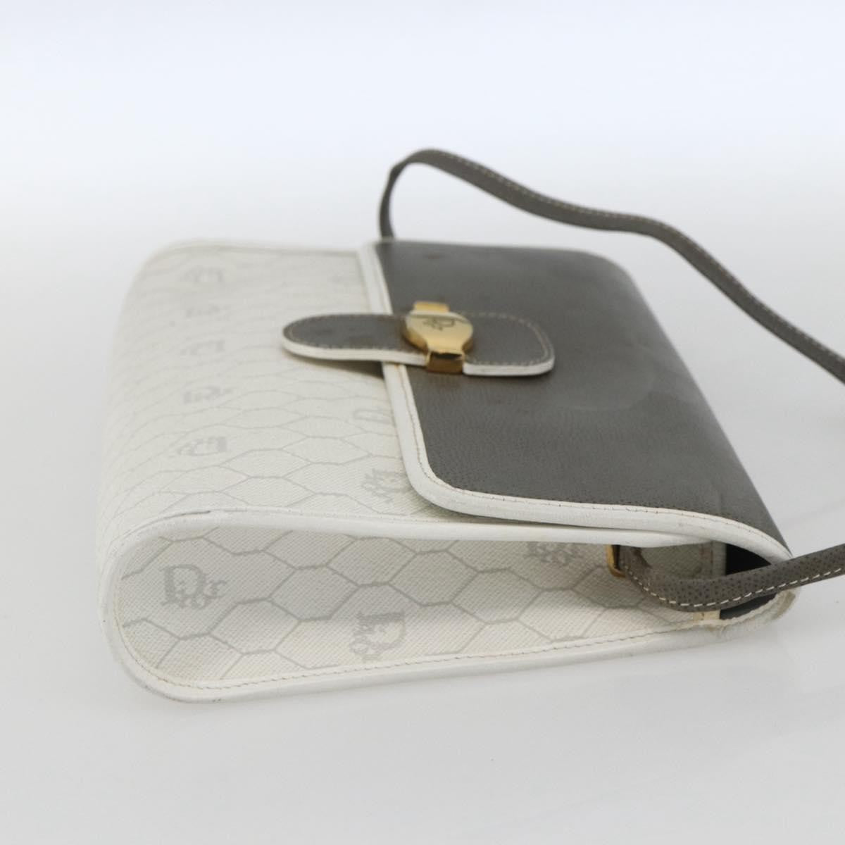 Christian Dior Vintage Honeycomb Shoulder Bag Canvas And Leather White Canvas Shoulder Bag Bag ()