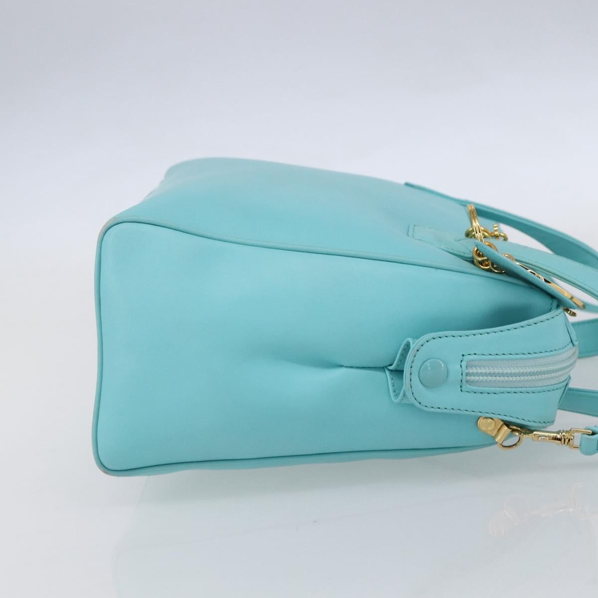 Christian Dior Vintage Handbag Leather Blue Leather Handbag ()