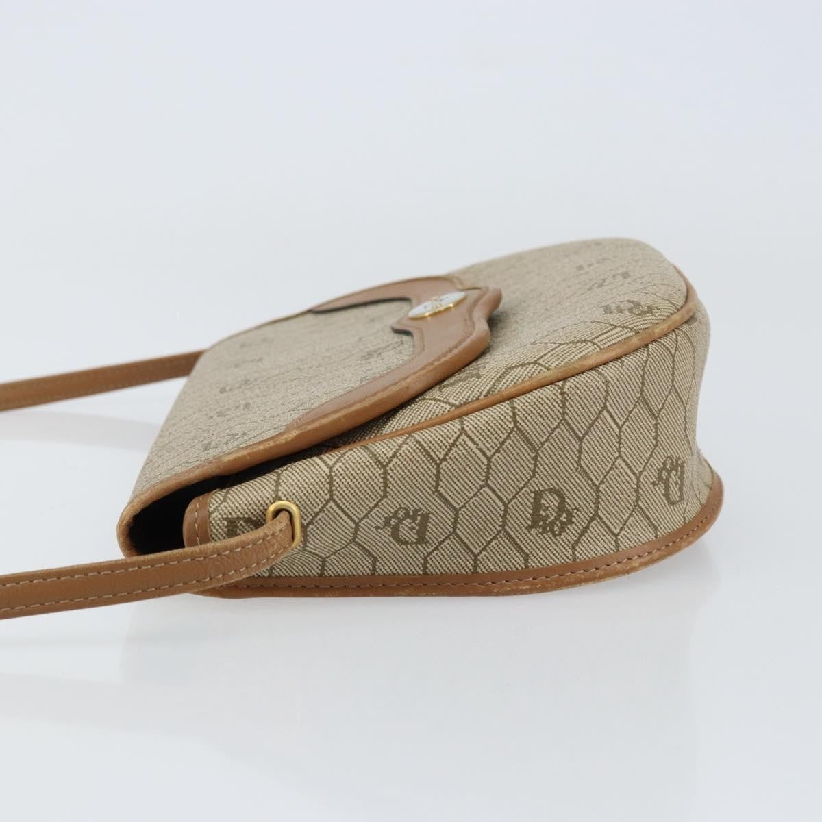 Christian Dior Vintage Honeycomb Shoulder Bag Canvas And Leather Beige Canvas Shoulder Bag Bag ()