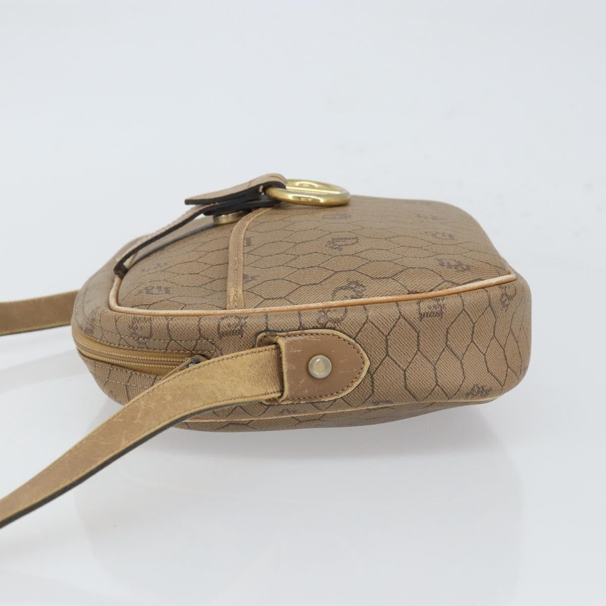 Christian Dior Vintage Honeycomb Shoulder Bag Canvas And Leather Beige Canvas Shoulder Bag Bag ()