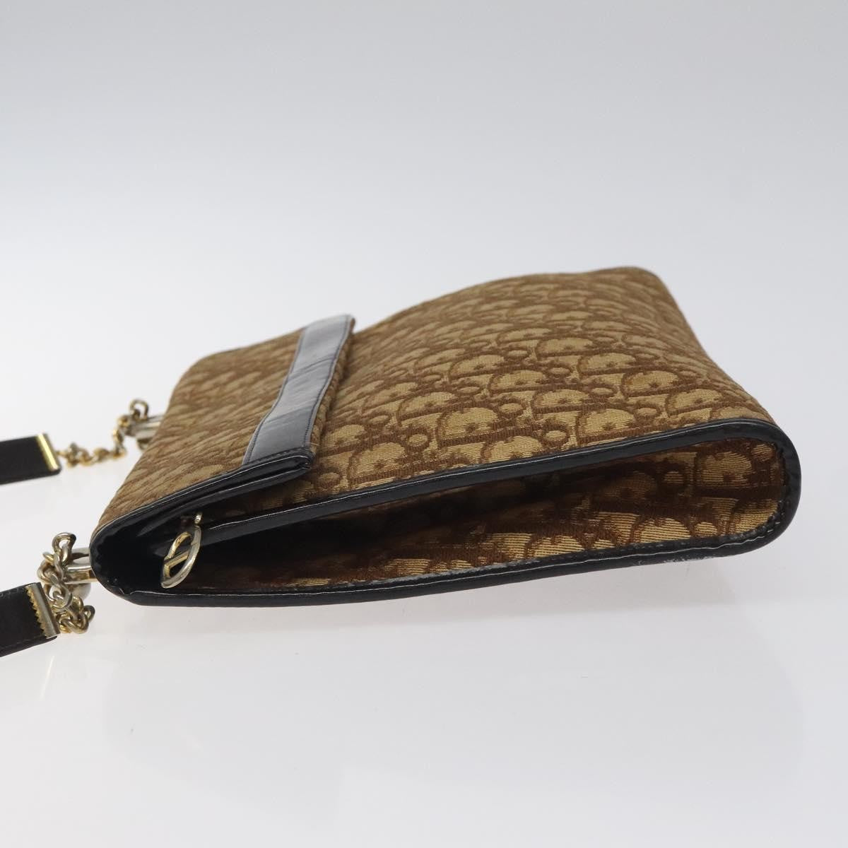 Christian Dior Vintage Trotter Flap Shoulder Bag Canvas Brown Canvas Bag ()