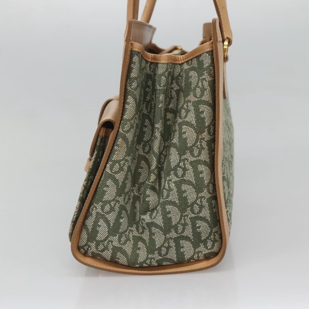 Christian Dior Vintage Trotter Double Pocket Tote Diorissimo Canvas Khaki Canvas Bag ()