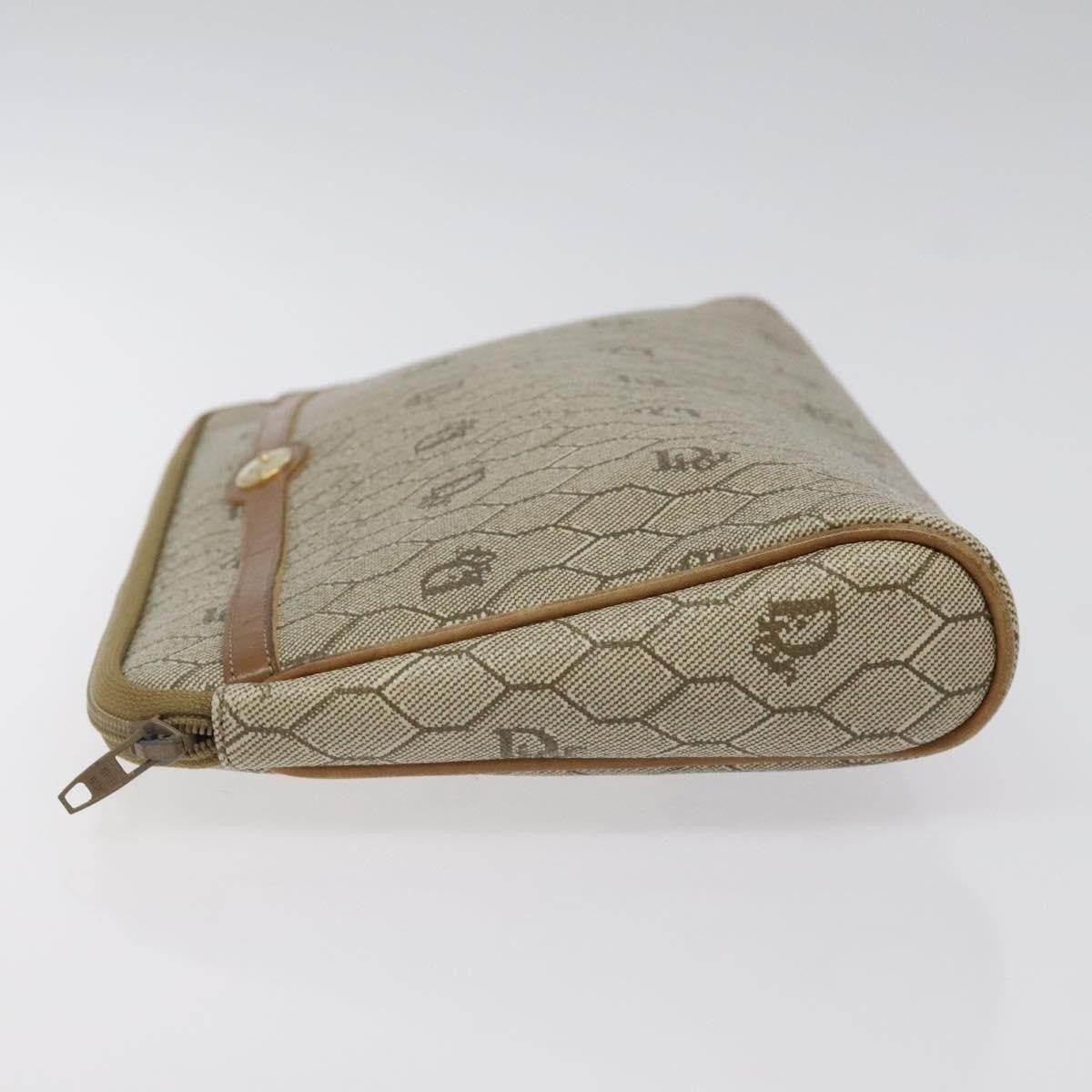 Christian Dior Vintage Honeycomb Zip Pouch Coated Canvas Beige Canvas Clutche & Pouche Bag ()